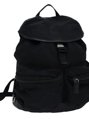 PRADA Backpack Nylon Black Auth 76576
